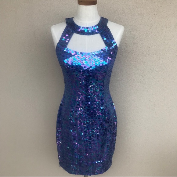 Niteline Dresses & Skirts - Niteline Vintage Blue Sequin Cocktail Dress